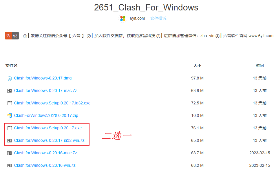 Clash For Windows，下载时选择对应系统下的版本